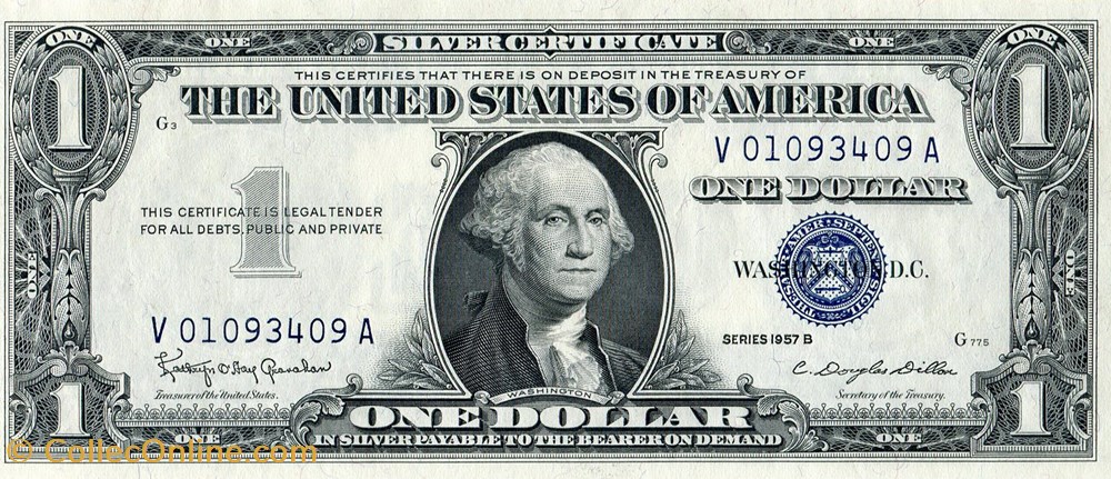 $1 SILVER CERTIFICATE SERIES 1957B billets amerique du nord etats unis 1 silver certificate series 1957b