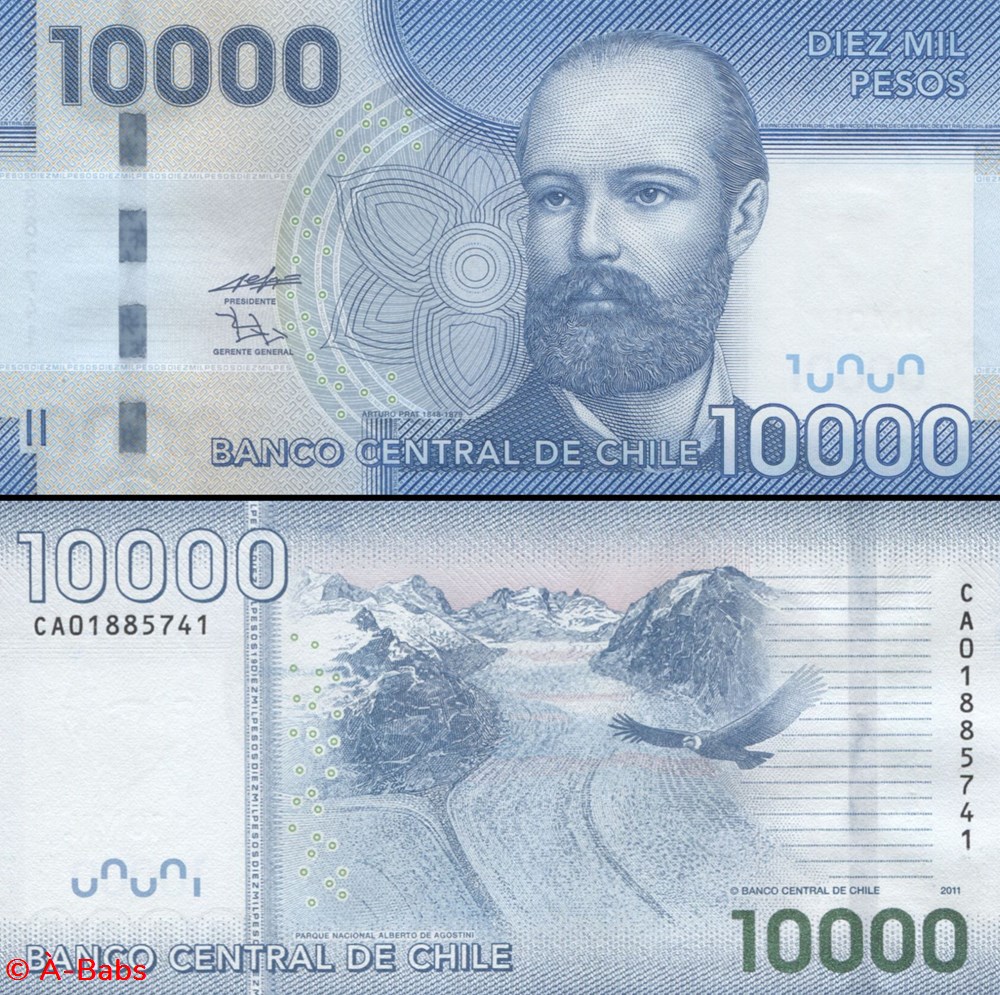 billets amerique du sud chili pick 164 b 10 000 pesos 2011