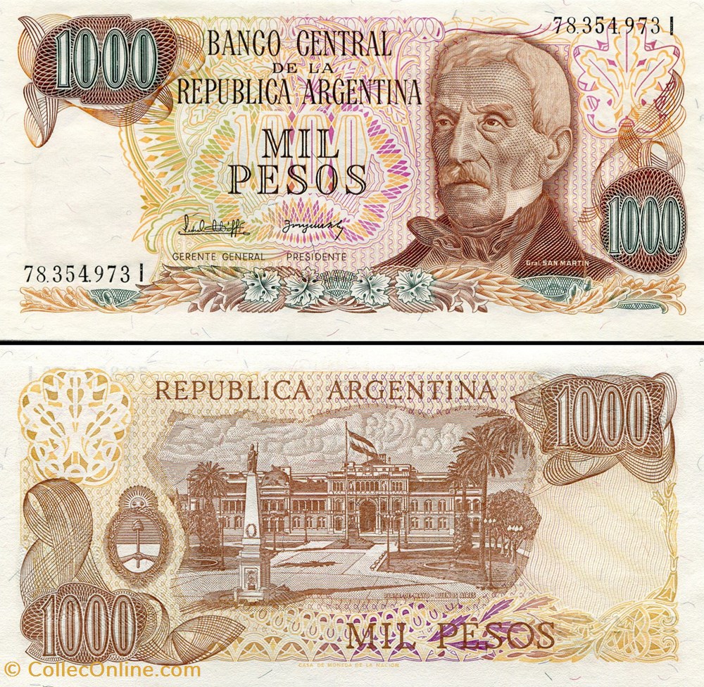 billets amerique du sud argentine pick 304 d 2 1000 pesos 1982