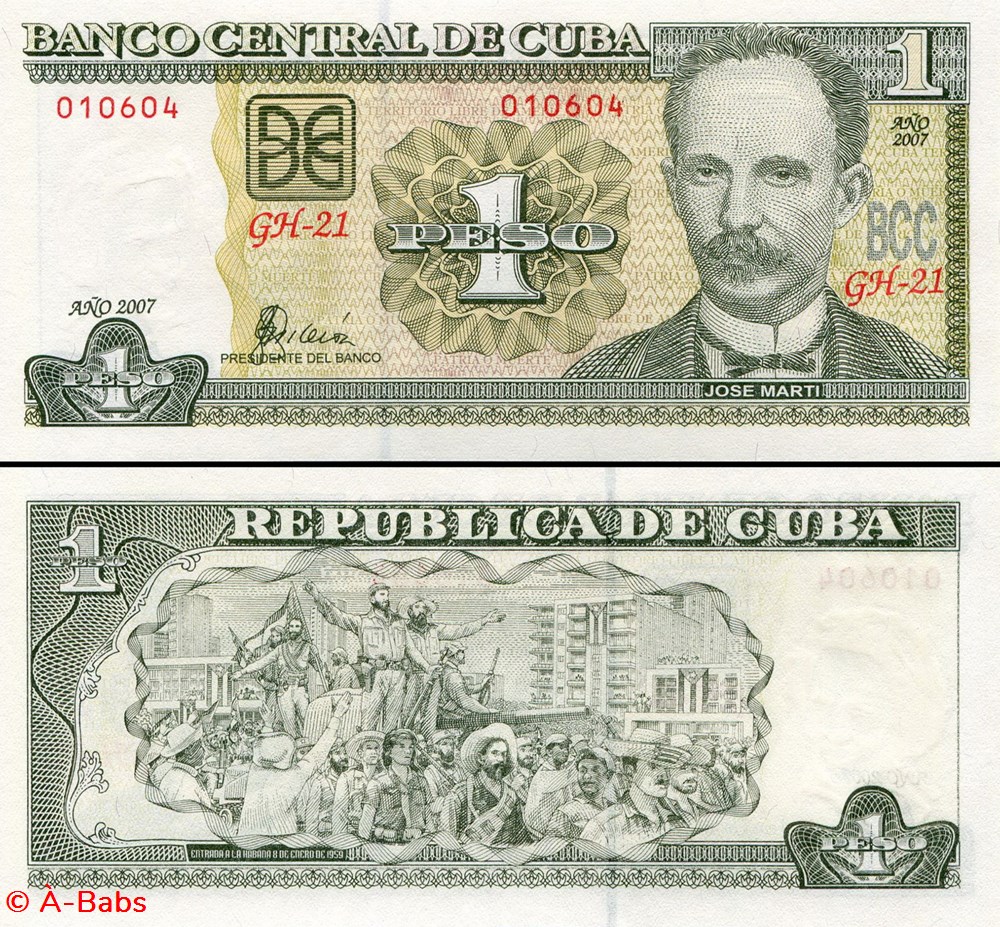 CUBA - PICK 128b - 1 PESO - 2007 billets amerique centrale et caraibes cuba pick 128b 1 peso 2007