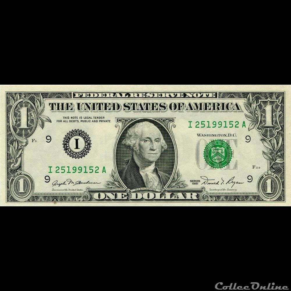 billet amerique du nord etat uni i 1 federal reserve notes small size 1981 series
