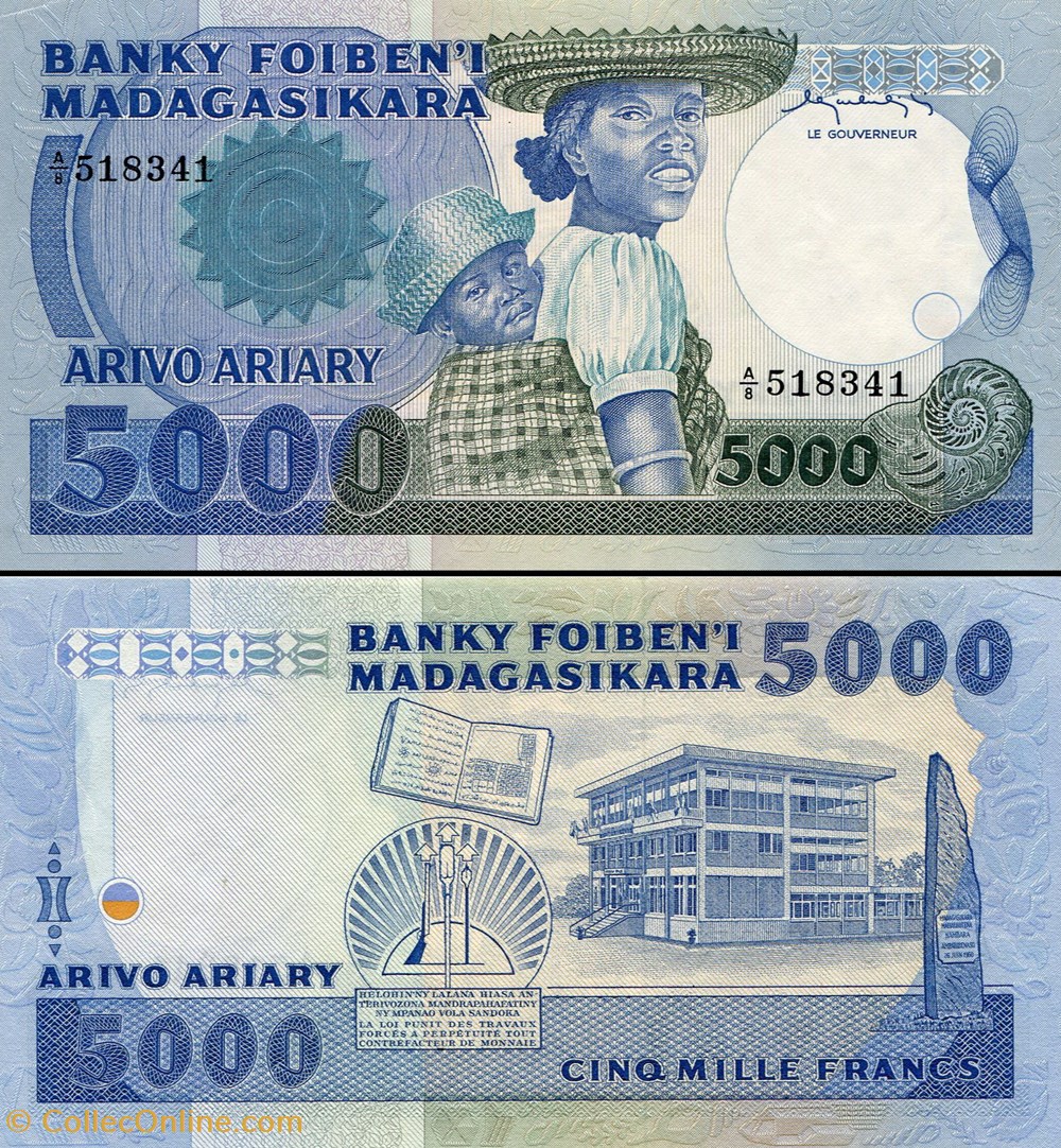 MADAGASCAR - PICK 069a - 5000 ARIARY - 1983 billets afrique madagascar pick 069a 5000 ariary 1983