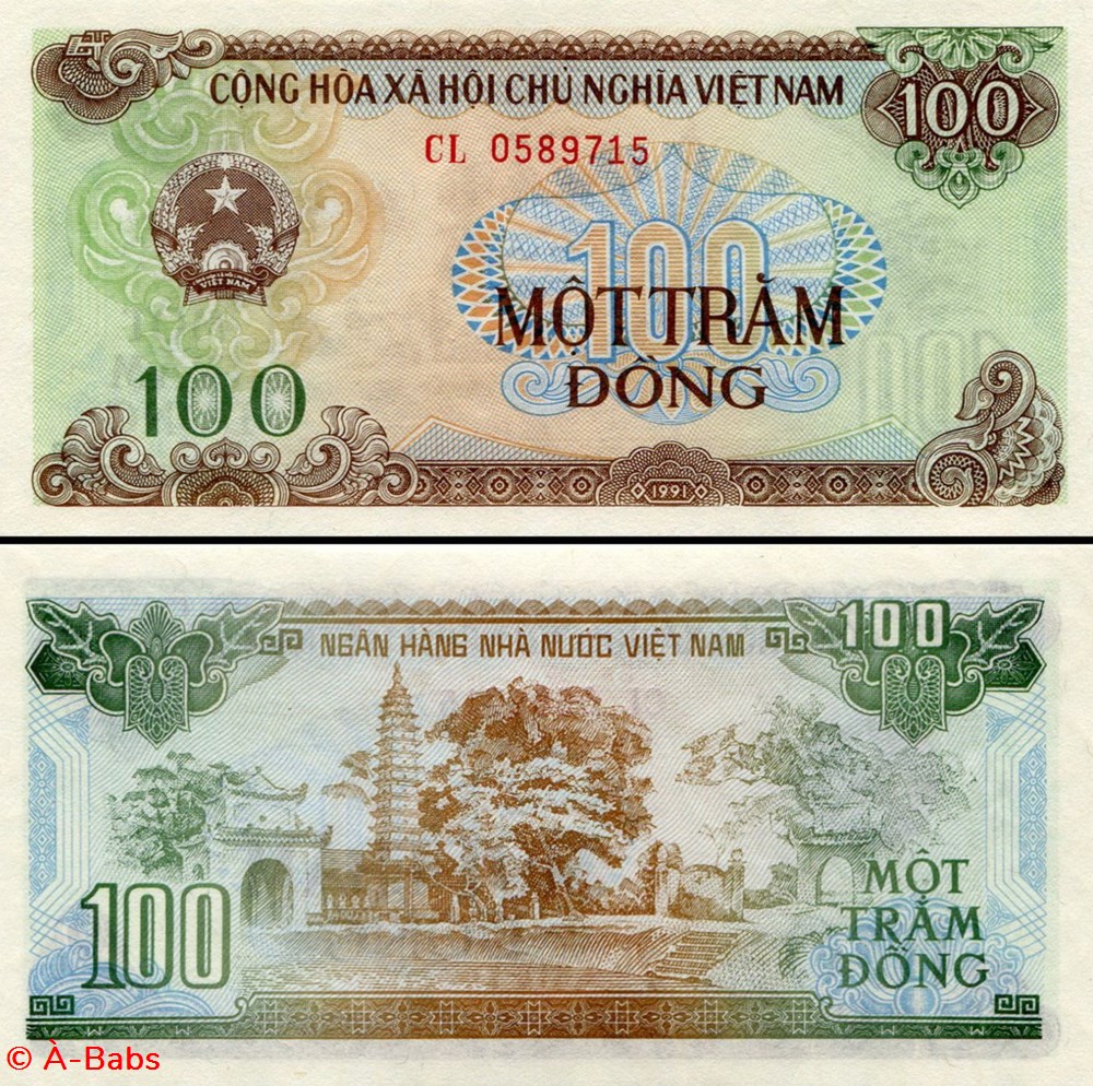 billets asie vietnam pick 105 a 100 ong 1991