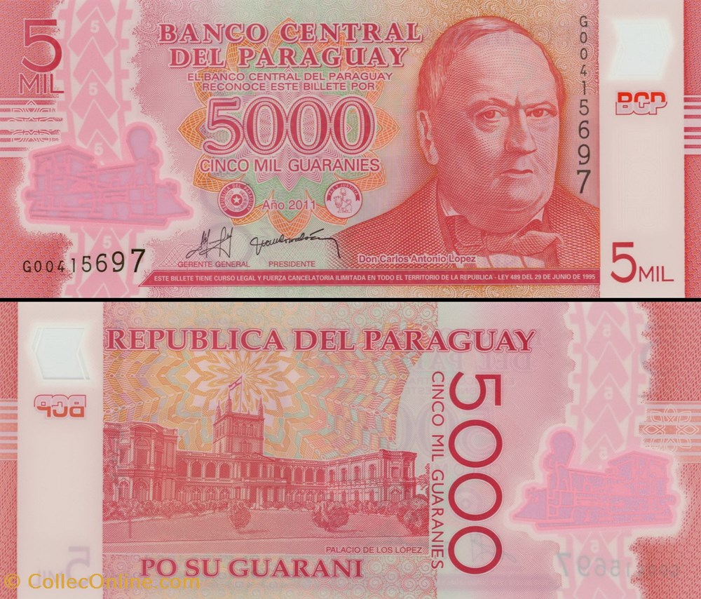 PARAGUAY - PICK 234 a - 5000 GUARANIES - 2011 billets amerique du sud paraguay pick 234 a 5000 guaranies 2011
