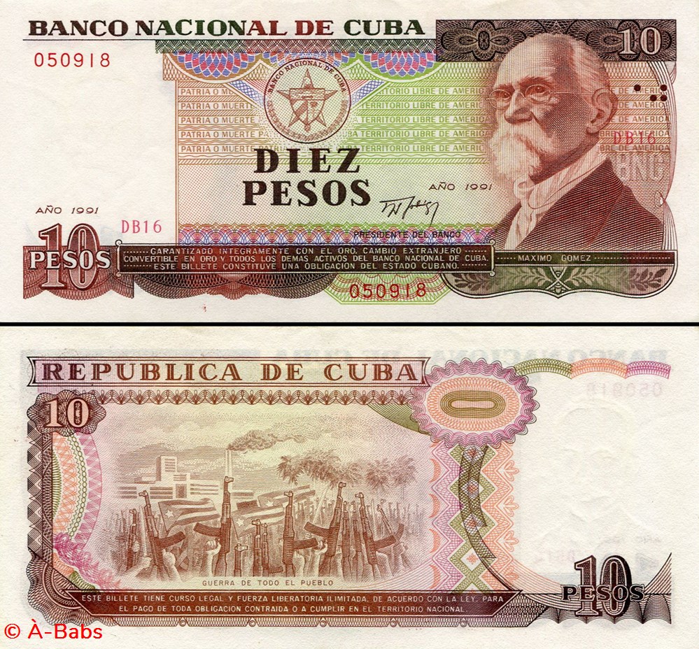 CUBA - PICK 109a - 10 PESOS - 1991 billets amerique centrale et caraibes cuba pick 109a 10 pesos 1991