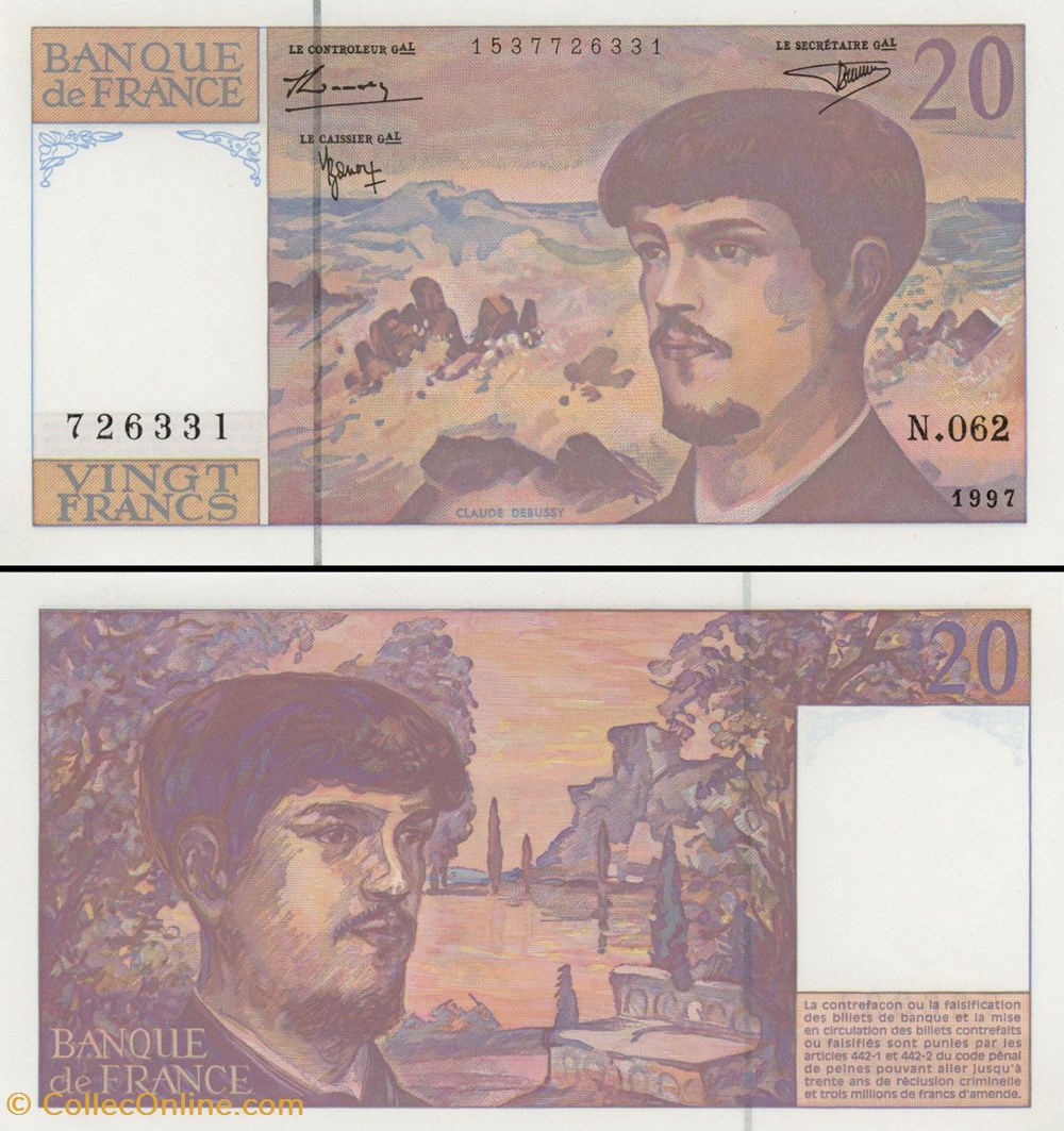FRANCE - 20 FRANCS - 1997 - N.062 billets europe france 20 francs 1997 n 062