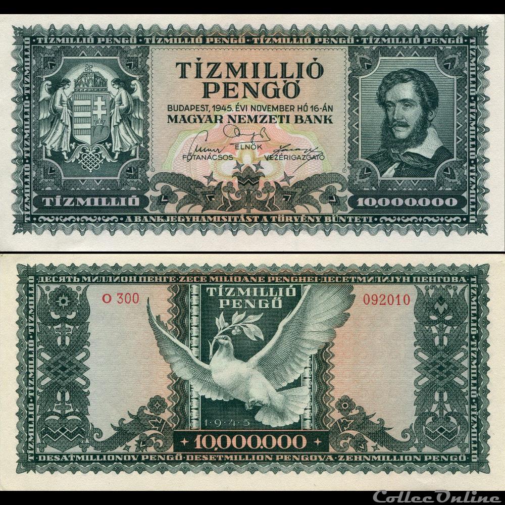 HONGRIE - PICK 123 - 10 000 000 PENGO - 1945 billet europe hongrie pick 123 10 000 000 pengo 1945