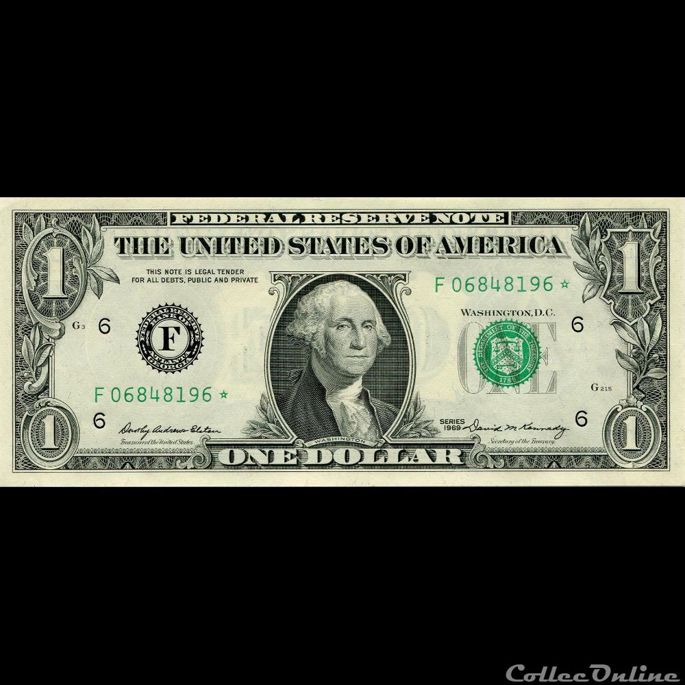 F- 1$ Federal Reserve Notes - Small Size 1969 Series billet amerique du nord etat uni f 1 federal reserve notes small size 1969 series