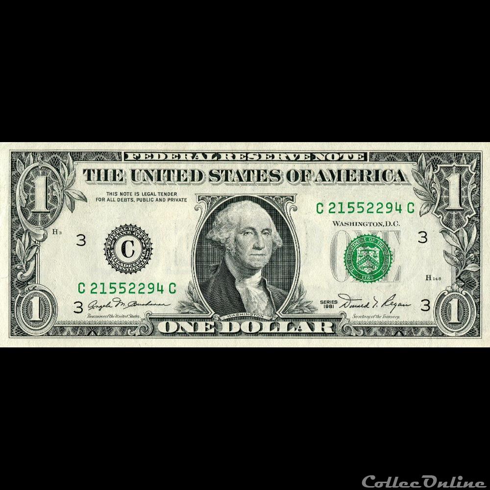 C- 1$ Federal Reserve Notes - Small Size 1981 Series billet amerique du nord etat uni c 1 federal reserve notes small size 1981 series