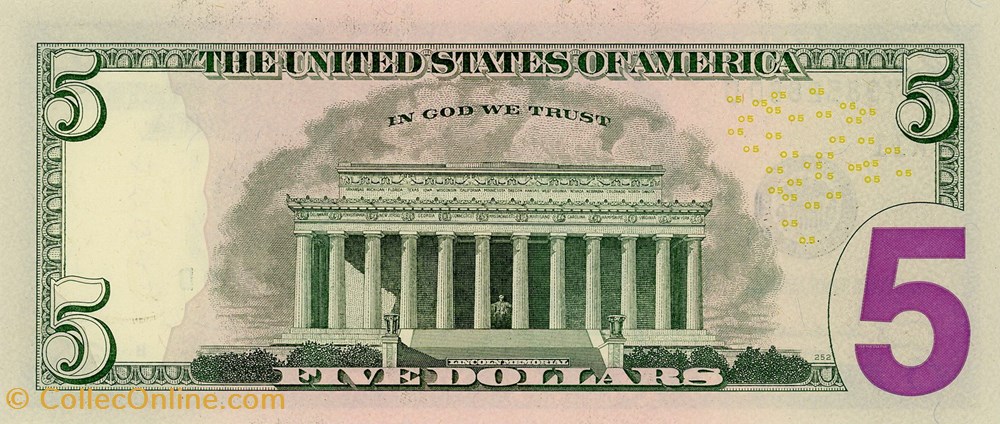 5$ Federal Reserve Notes - Small Size 2013Series billets amerique du nord etats unis 5 federal reserve notes small size 2013series