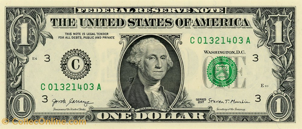 C- 1$ Federal Reserve Notes - Small Size 2017 Series billets amerique du nord etats unis c 1 federal reserve notes small size 2017 series