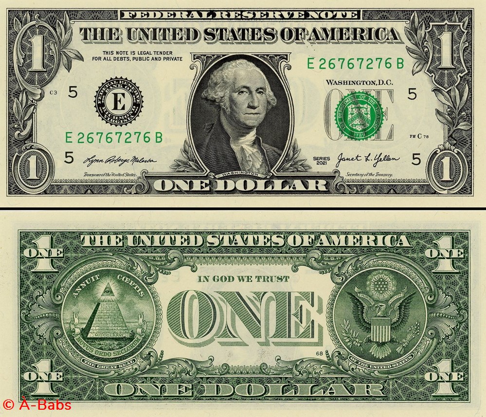 E- 1$ Federal Reserve Notes - Small Size 2021 Series billets amerique du nord etats unis e 1 federal reserve notes small size 2021 series