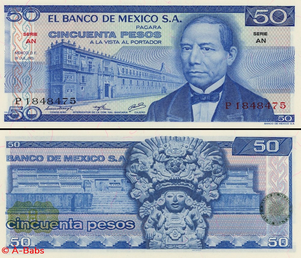 billets amerique du nord mexique pick 065aan 50 pesos 1973