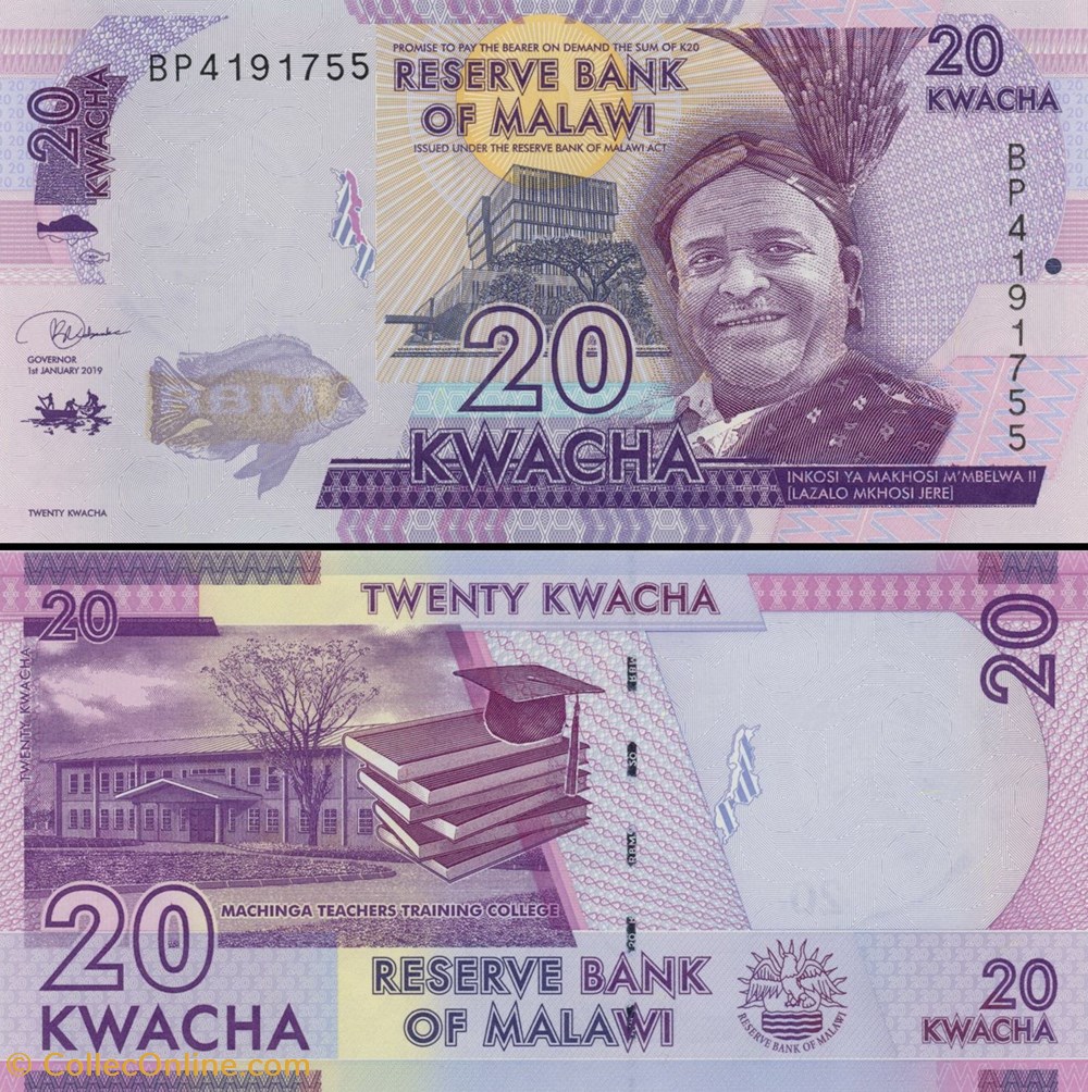 MALAWI - PICK 63 e - 20 KWACHA - 2019 billets afrique malawi pick 63 e 20 kwacha 2019