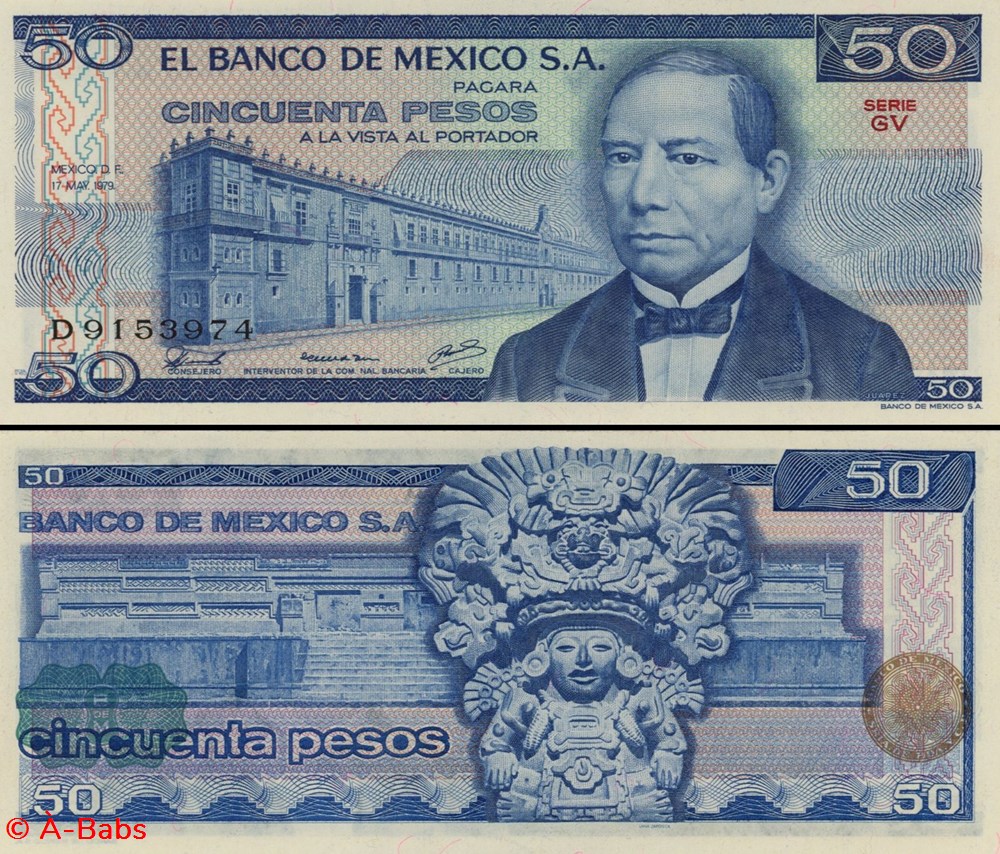 MEXIQUE - PICK 067b.GV - 50 PESOS - 1979 billets amerique du nord mexique pick 067b gv 50 pesos 1979