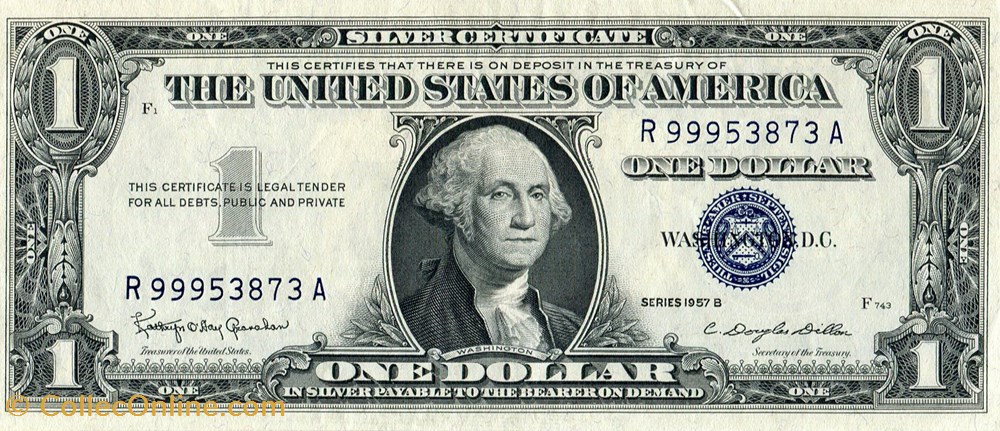 billets amerique du nord etats unis 1 silver certificate series 1957b
