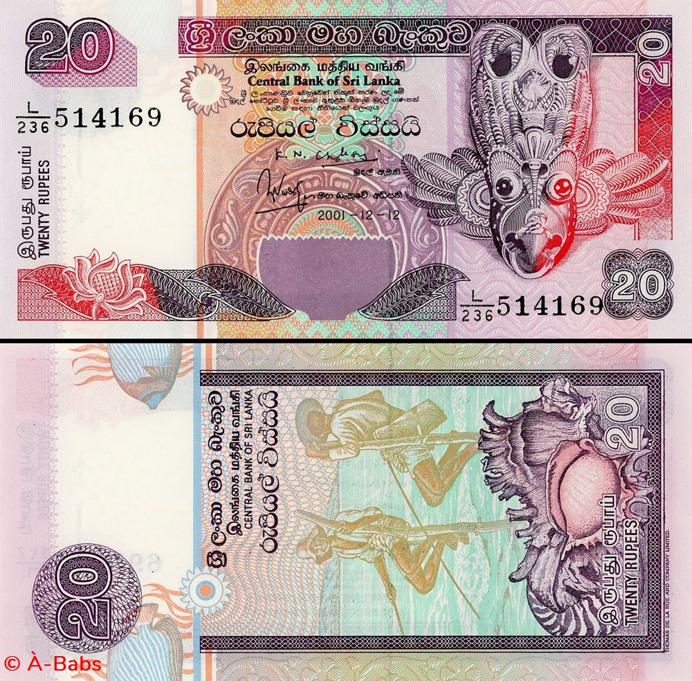 SRI-LANKA - PICK 109 b - 20 ROUPIES - 2001 billets asie sri lanka pick 109 b 20 roupies 2001