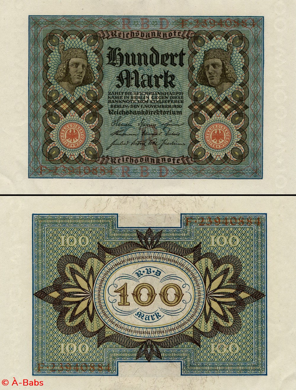 ALLEMAGNE - PICK 069 b - 100 MARK - 1920 billets europe allemagne pick 069 b 100 mark 1920