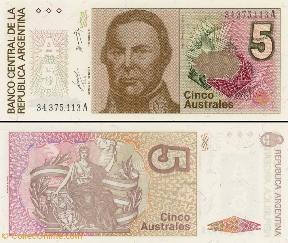 billets amerique du sud argentine pick 324 a 5 australes 1986