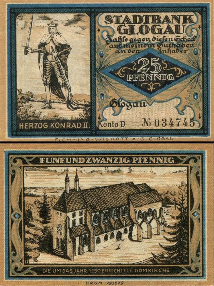 Glogau 25 Pfennig billet europe allemagne glogau 25 pfennig