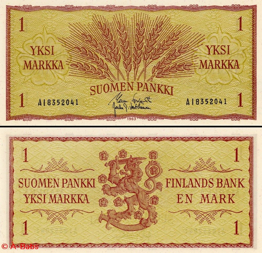 FINLANDE - PICK 98 a 35 - 1 MARKAA - 1963 billets europe finlande pick 98 a 35 1 markaa 1963