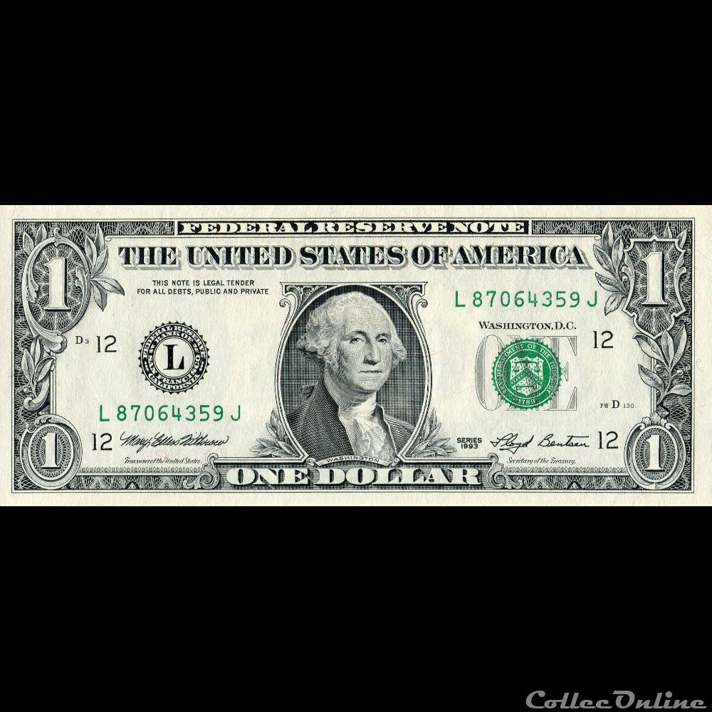 L- 1$ Federal Reserve Notes - Small Size 1993 Series billet etat uni italie l 1 federal reserve notes small size 1993 series
