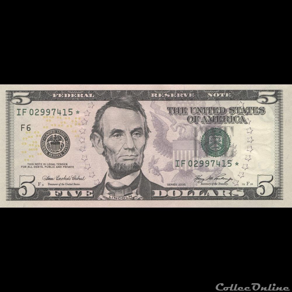 billets amerique du nord etats unis 5 federal reserve notes small size 2006 series