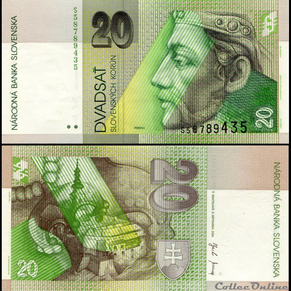 SLOVAQUIE - PICK 20 f - 20 KORUN - 2004 billet europe slovaquie pick 20 f 20 korun 2004