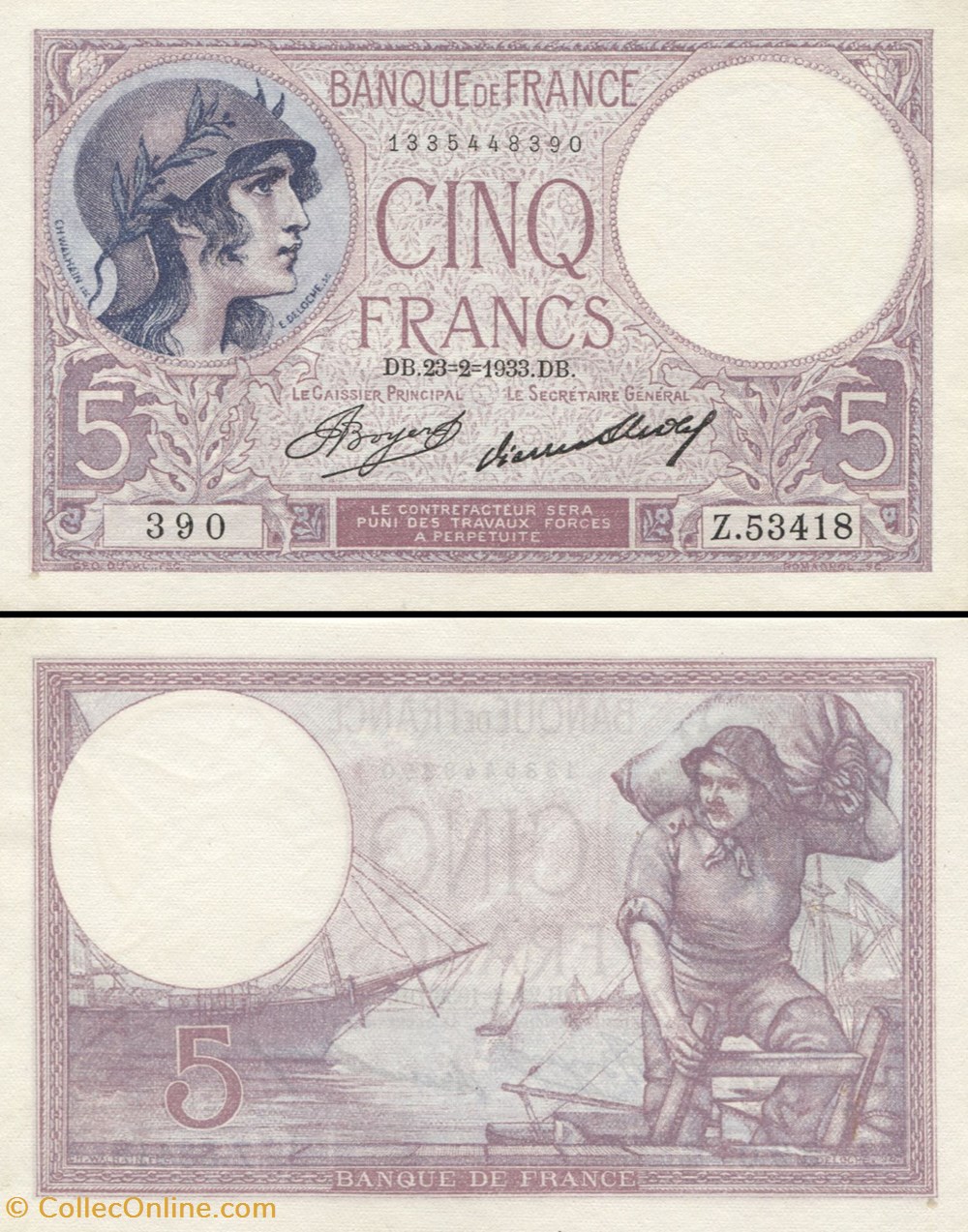 FRANCE - 5 FRANCS billets europe france 5 francs