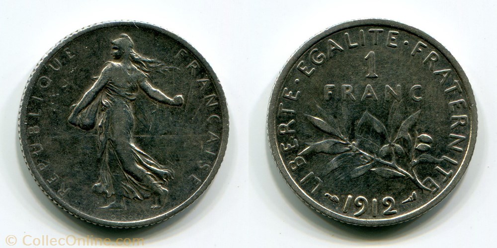 monnaies monde france semeuse 1 franc 1912