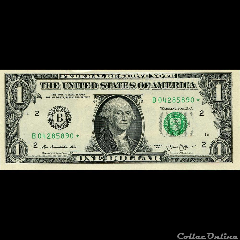 B- 1$ Federal Reserve Notes - Small Size 2013 Series billet amerique du nord etat uni b 1 federal reserve notes small size 2013 series