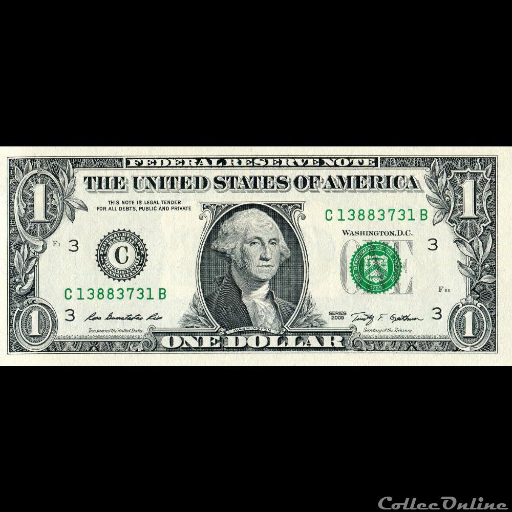 C- 1$ Federal Reserve Notes - Small Size 2009 Series billet amerique du nord etat uni c 1 federal reserve notes small size 2009 series