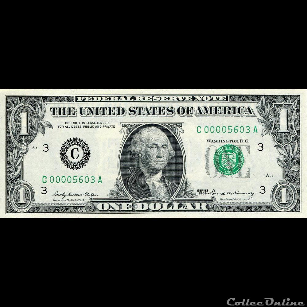C- 1$ Federal Reserve Notes - Small Size 1969 Series billet amerique du nord etat uni c 1 federal reserve notes small size 1969 series