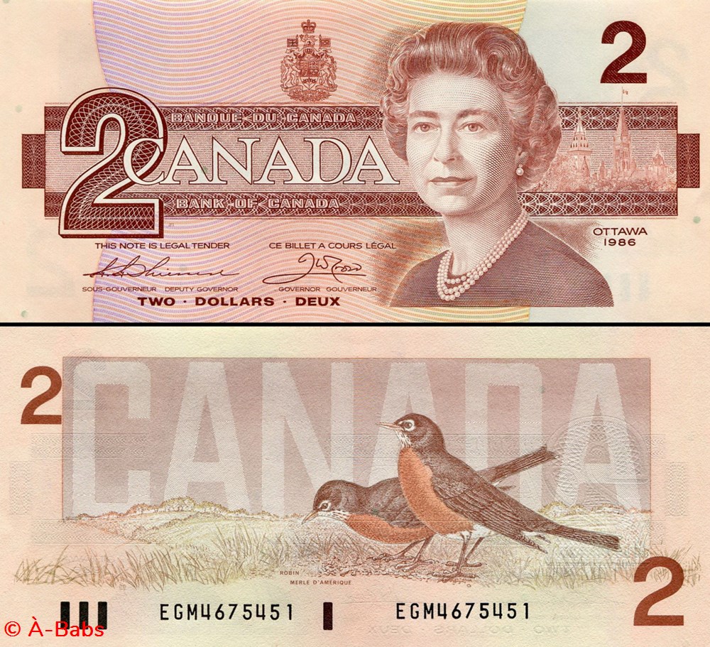 billets amerique du nord canada pick 094 b 2 dollars 1986