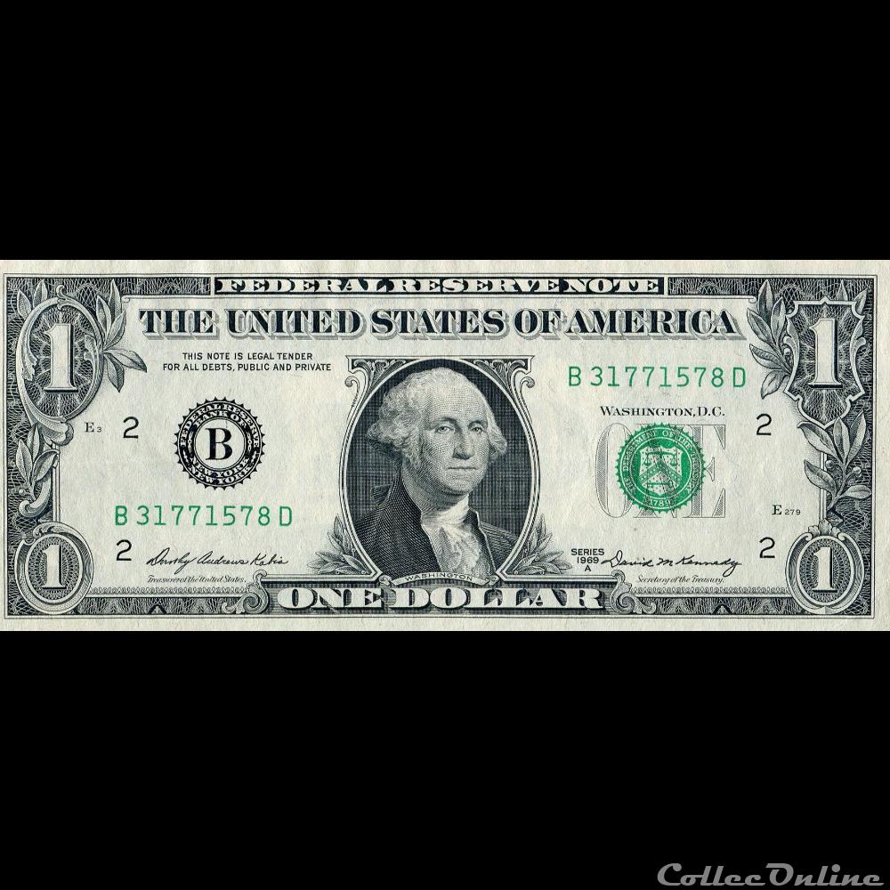 B- 1$ Federal Reserve Notes - Small Size 1969A Series billet amerique du nord etat uni b 1 federal reserve notes small size 1969a series