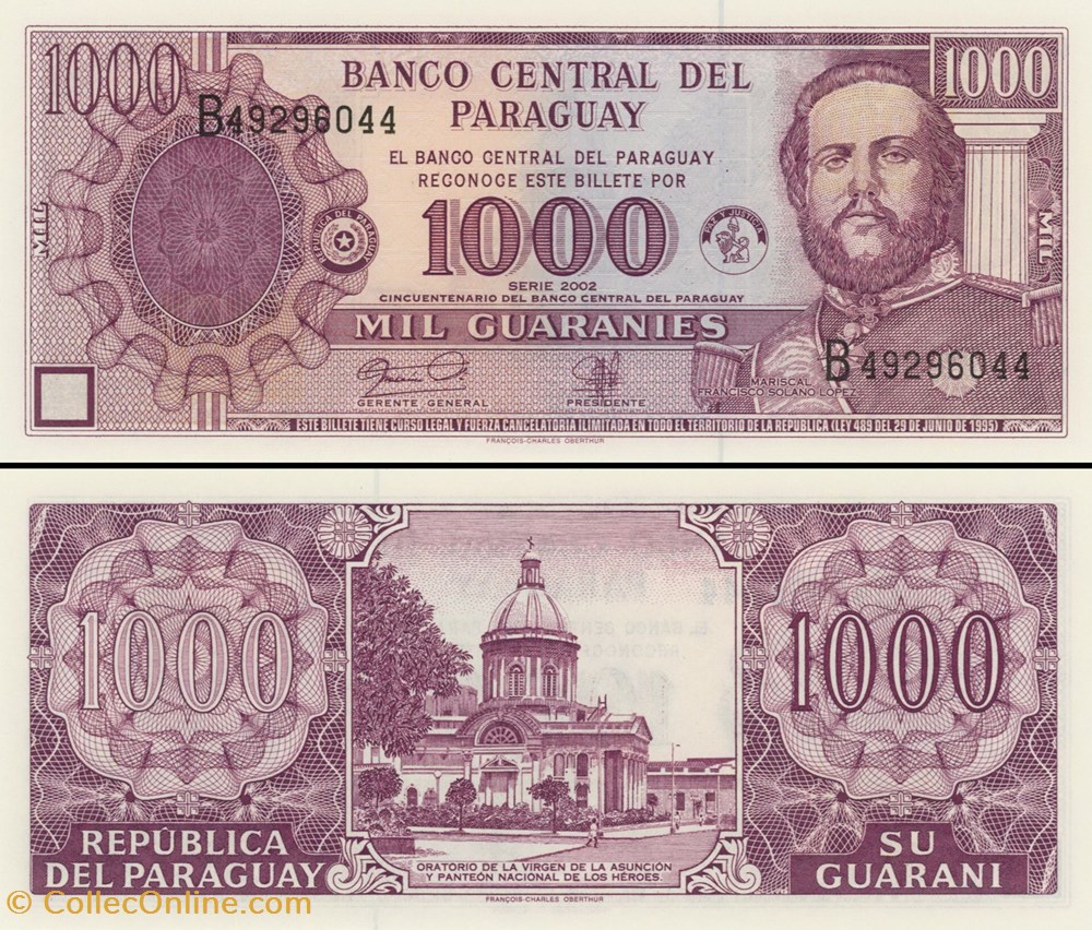 PARAGUAY - PICK 221 A - 1000 GUARANIES - 2002 billets amerique du sud paraguay pick 221 a 1000 guaranies 2002