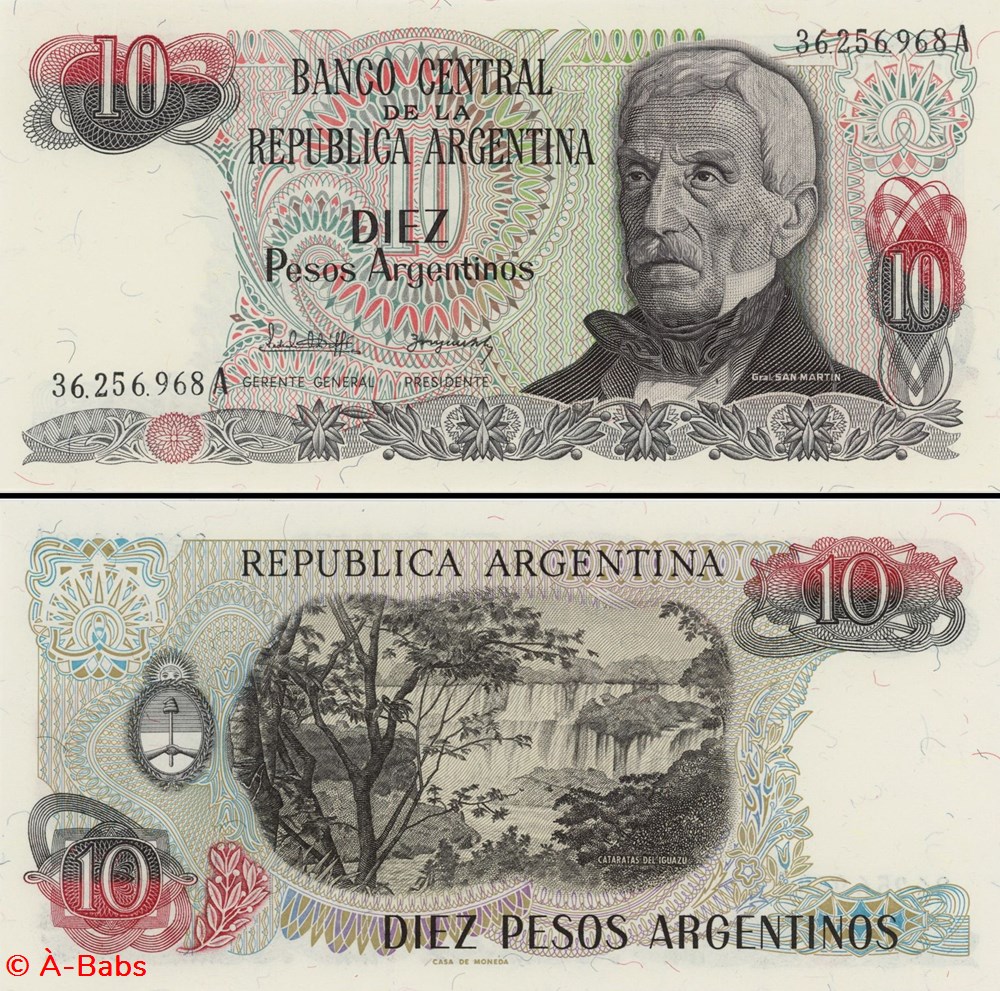 ARGENTINE - PICK 313 a 1 - 10 PESOS ARGENTINOS - 1984 billets amerique du sud argentine pick 313 a 1 10 pesos argentinos 1984