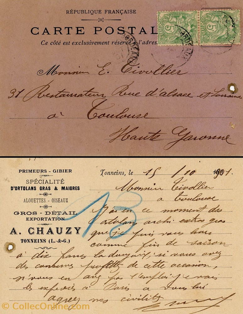 cartes postales europe france tonneins carte commerciale du magasin epicerie chauzy