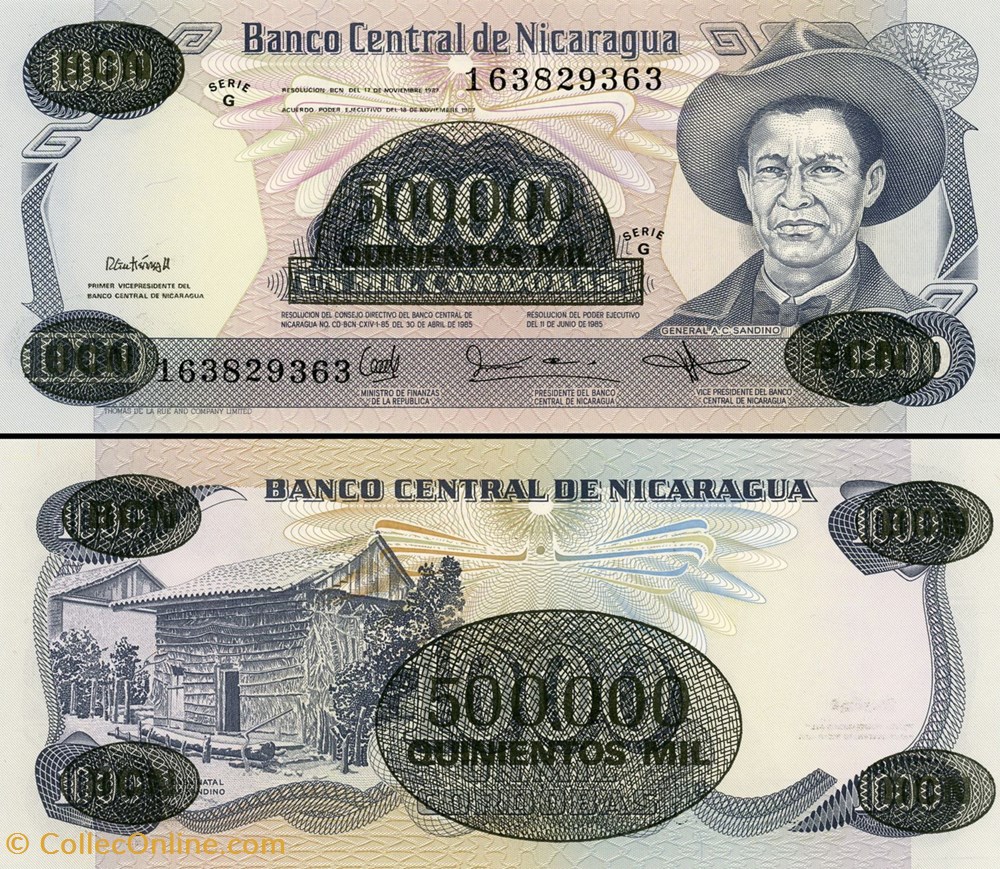 billet amerique centrale et caraibe nicaragua pick 150 500 000 cordobas 1987