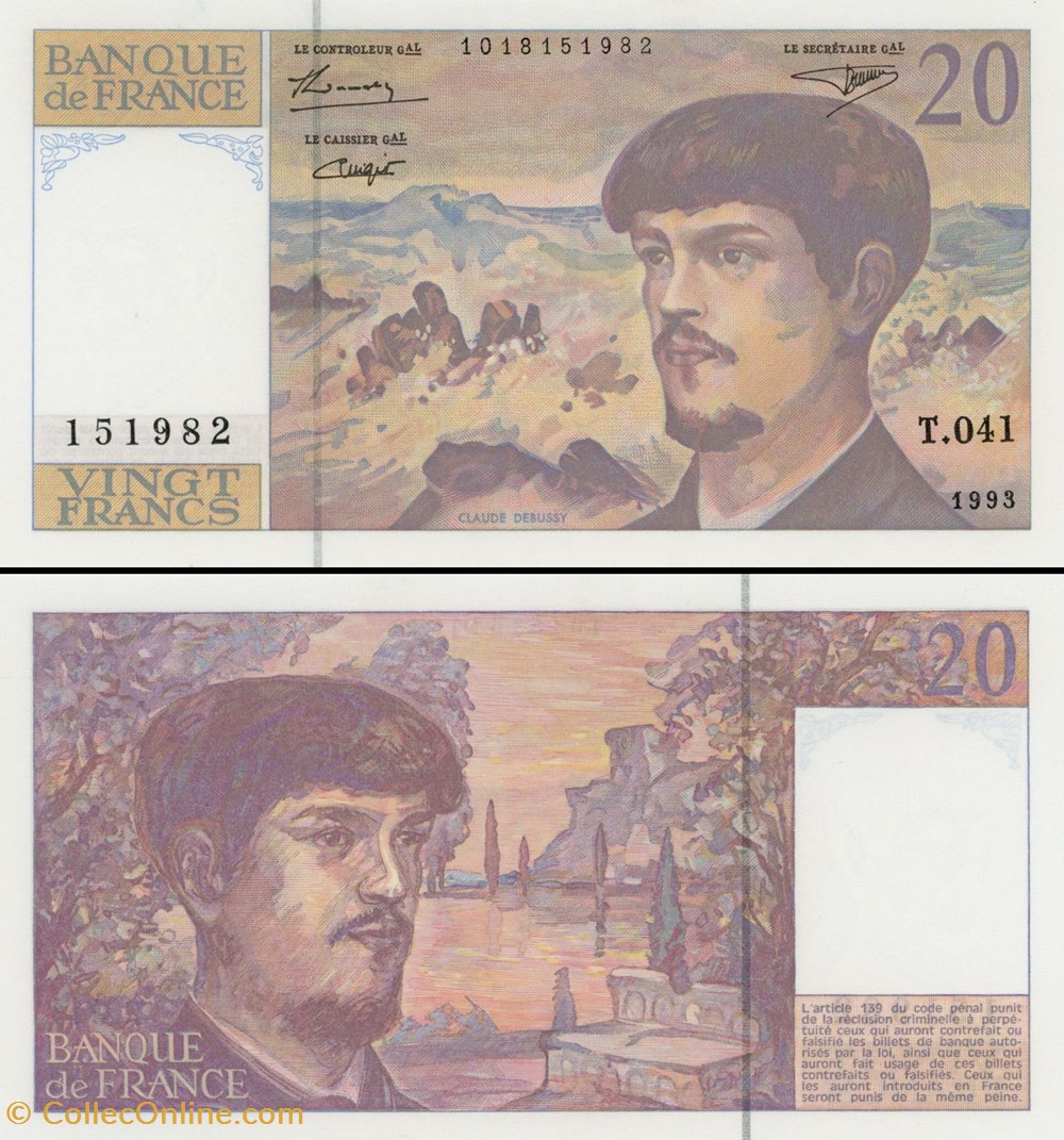 FRANCE - 20 FRANCS - 1993 - T.041 billets europe france 20 francs 1993 t 041
