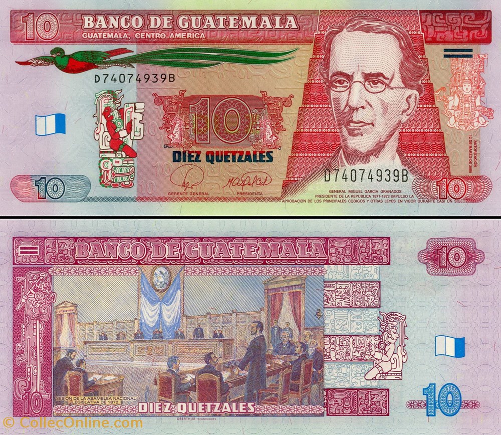 GUATEMALA - PICK 117 - 10 QUETZALES GUATÉMALTÈQUES billet amerique centrale caraibe guatemala pick 117 10 quetzales guatemalteques