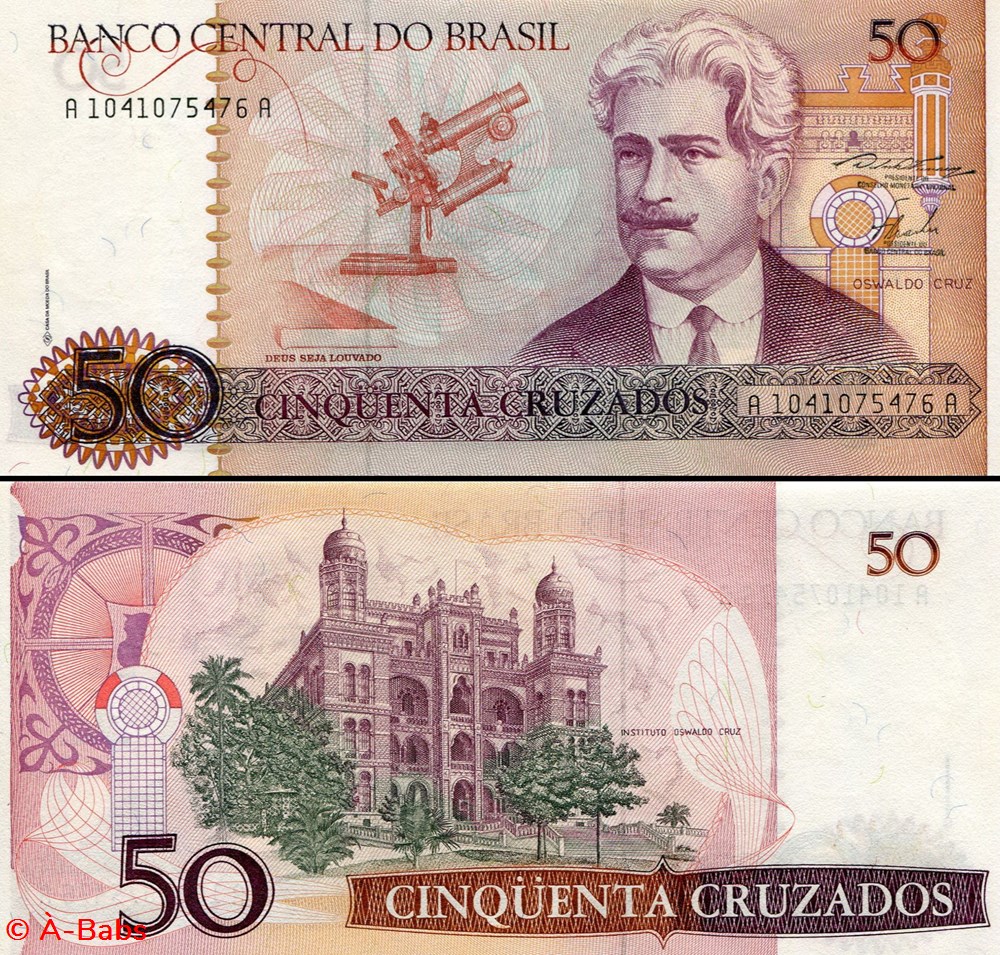 BRÉSIL - PICK 210a - 50 CRUZADOS - 1986 billets amerique du sud bresil pick 210a 50 cruzados 1986