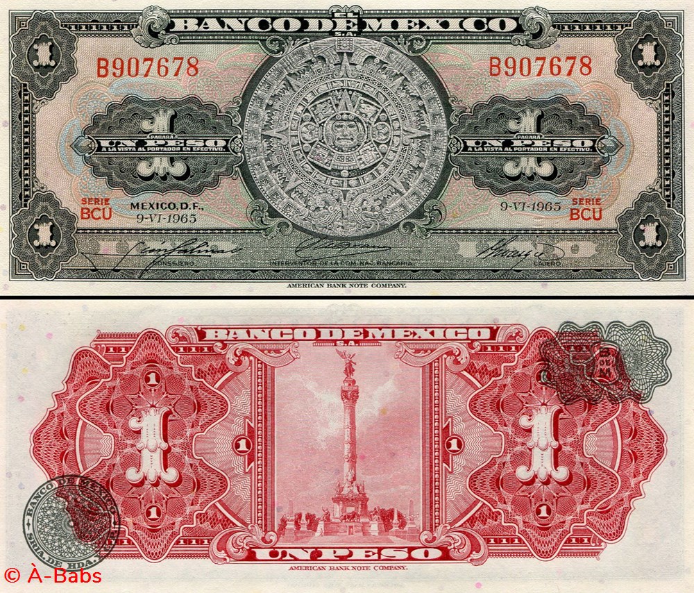 billets amerique du nord mexique pick 059i2 1 peso 1965