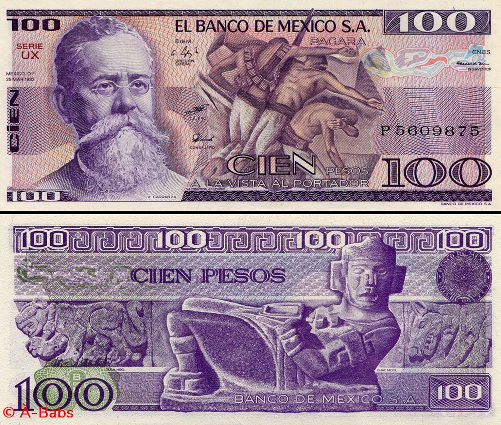 MEXIQUE - PICK 074c.UX - 100 PESOS - 1982 billets amerique du nord mexique pick 074c ux 100 pesos 1982