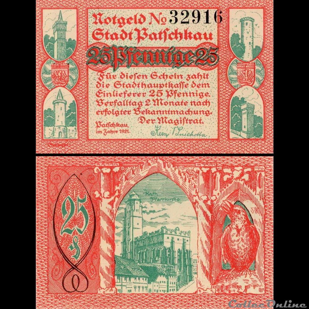 billet allemagne patschkau 25 pfennig