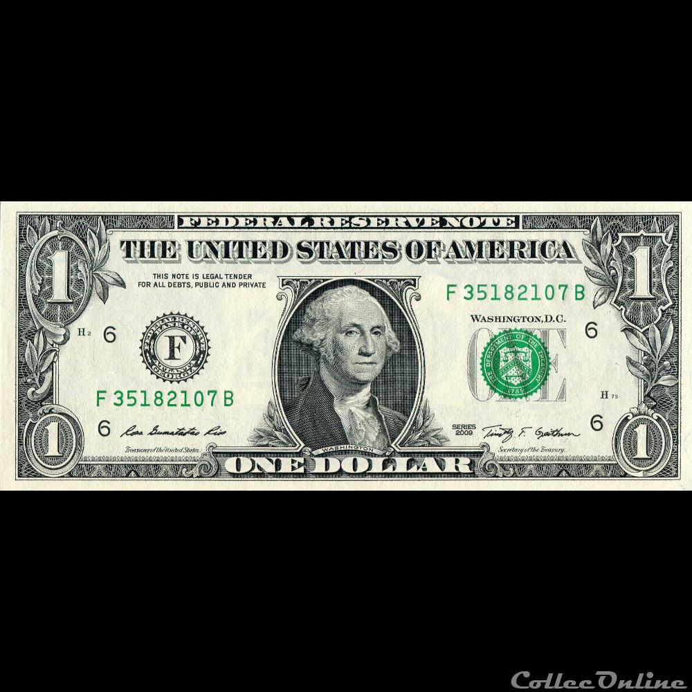 F- 1$ Federal Reserve Notes - Small Size 2009 Series billet amerique du nord etat uni f 1 federal reserve notes small size 2009 series