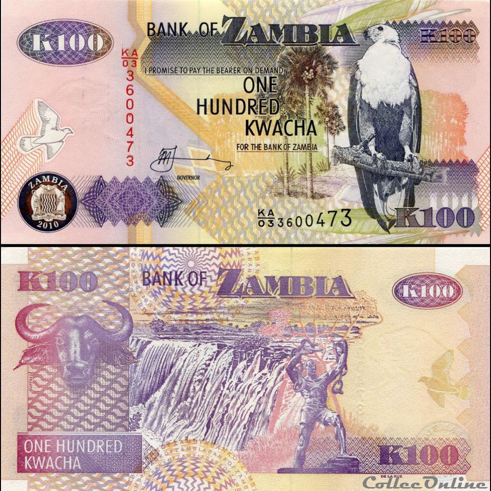 billet afrique zambie pick 38 i 100 kwacha 2010