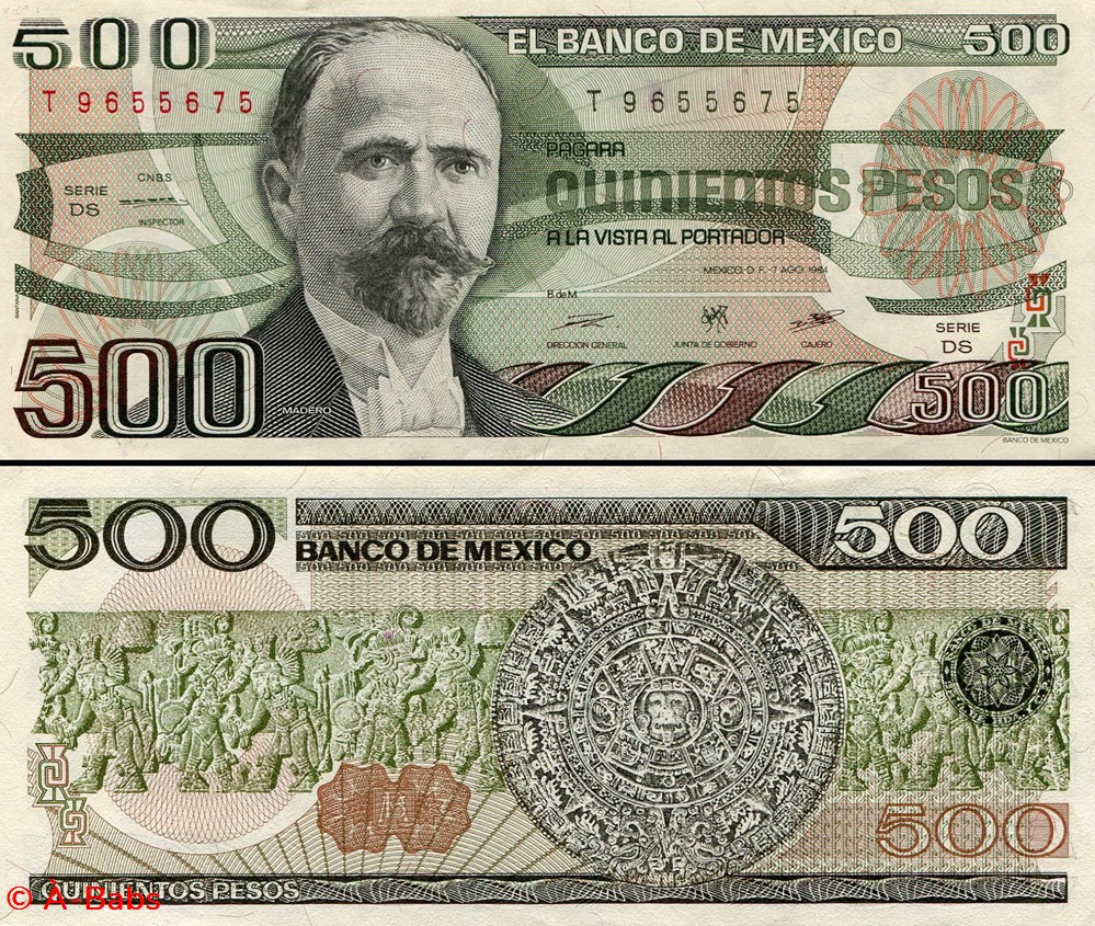 billets amerique du nord mexique pick 079b ds 500 pesos 1984