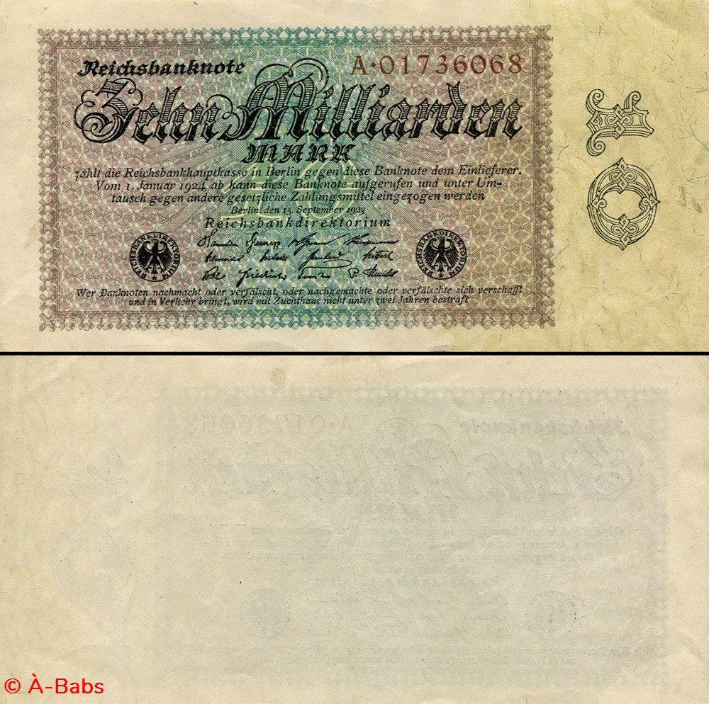 ALLEMAGNE - PICK 116a1 - 10 000 000 000 MARK - 1923 billets europe allemagne pick 116a1 10 000 000 000 mark 1923