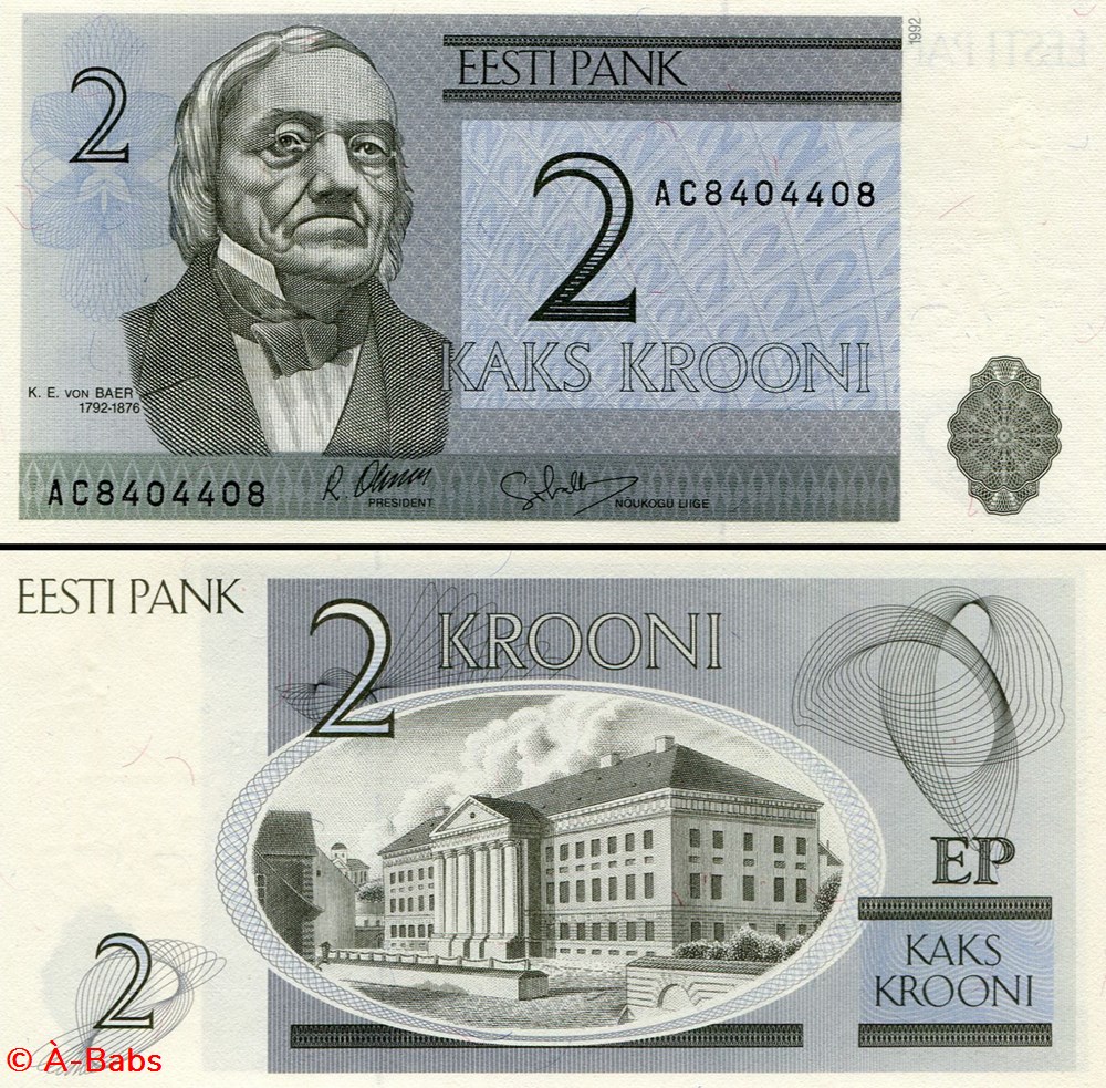 billets europe estonie pick 70 a 2 krooni 1992